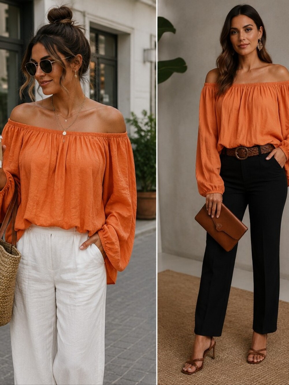 ELIZABETH AND JANES ORANGE OFF SHOULDERS TOP